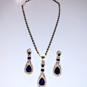 Gold-plated CZ/Sapphire Jewelry Set